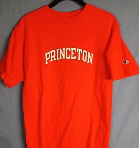 Rare Vtg Champion Princeton T-shirt Caution Orange